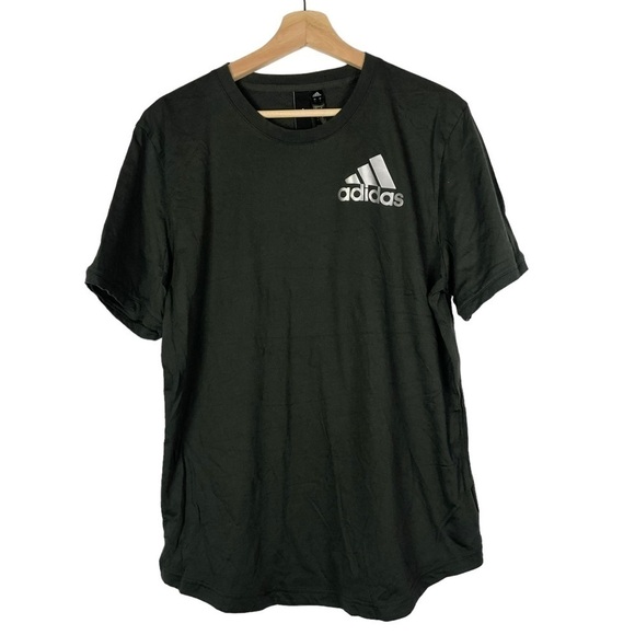 Adidas Olive Green Sport ID Short Sleeve Athletic Top L - Picture 2 of 4